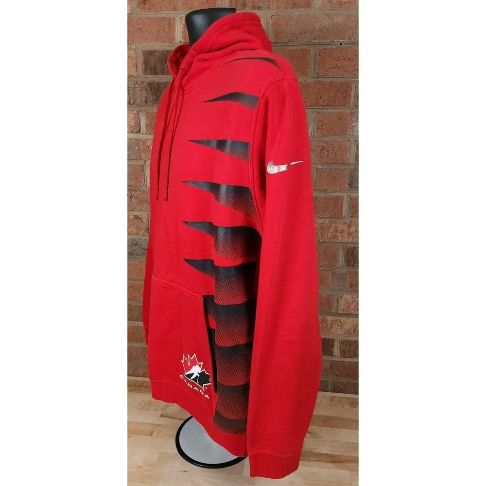 Team Canada Hockey Nike Sweatshirt Hoodie Mens Size Large Red 90s Vintage